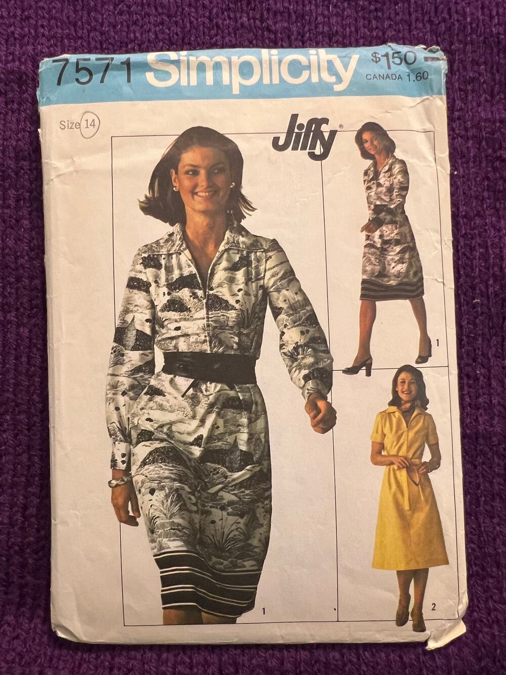 Simplicity 7571 Sewing pattern shirt dress A line skirt size 14